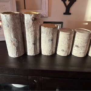 Rustic Birch Log Candle Holders